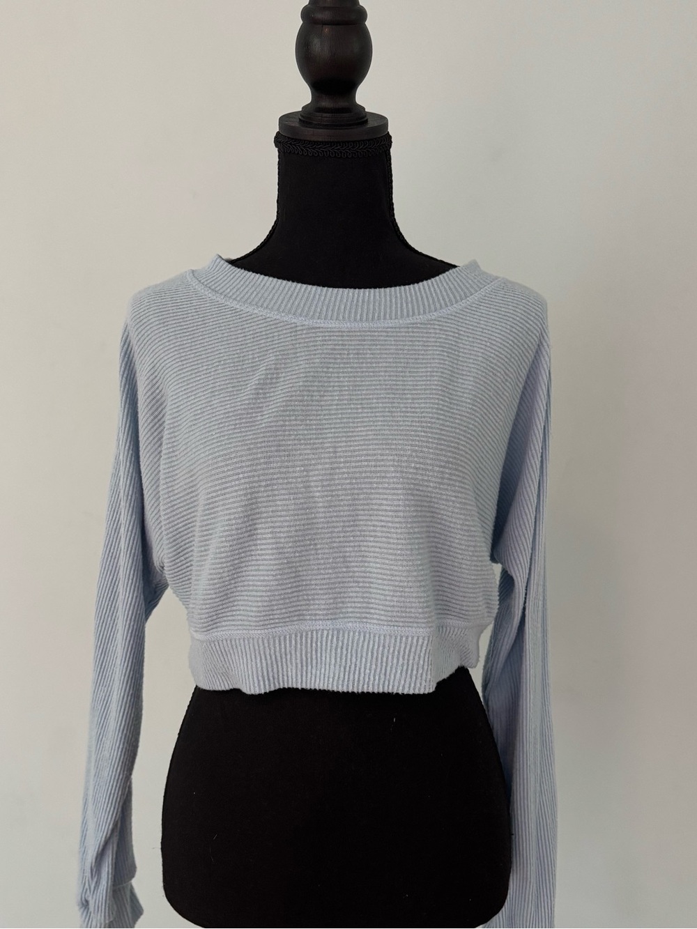 Altar'd State Light Blue Ribbed Cropped Sweater